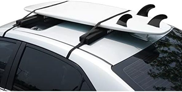 WONITAGO Soft Roof Rack Pads with Single Wrap-Rax Straps for Surfboard, SUP Paddleboard, Snowboard, 28 inch (Pair) Black