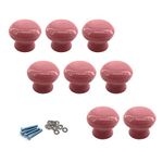 Zerniple Pink Round Ceramic Handle Pull Door knobs Cabinet Handles for Children's Room (8 Pieces)