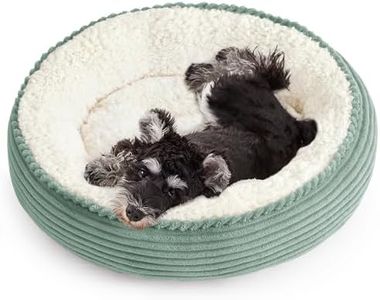 Love's cabin Round Donut Cat and Dog Cushion Bed, 25in Pet Bed for Small or Medium Dogs, Anti-Slip & Water-Resistant Bottom, Soft Durable Fabric Pet Beds, Washable Calming Cat Bed Apple Green Stripe