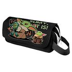 RHYII-Yoda Pencil Case Star Wars Baby Yoda Pencil Case Large Capacity with 2 Zipped Compartments Baby Yoda Office Supplies Yoda Waterproof Pencil Case School Stationery Storage Bag for Students