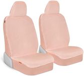 Carbella Sheepskin Car Seat Covers for Women, 2-Pack Faux Fur Car Seat Covers Front Seats Only, Cute Automotive Seat Covers For Cars for Women, Car Accessories for Women (Soft Pink)