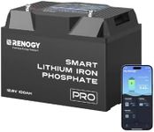 Renogy 12V 100Ah LiFePO4 Deep Cycle Battery Smart Lithium Iron Phosphate Battery w/Bluetooth & Self-Heating, 5000+ Cycles, Perfect for Trolling Motor, RV, Camping, Marine, Off-Grid System, Pro Series