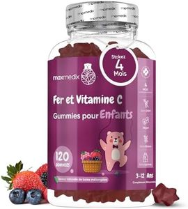 Gummies Fer avec Vitamine C - 120 Gummies Vitamine Enfant (4mois) de 3 à 12 ans - Gummies Enfant Vitamine C Acide Ascorbique & Fer Sans Allergènes - Cure Vitamine Fatigue, Os, Croissance & Immunité
