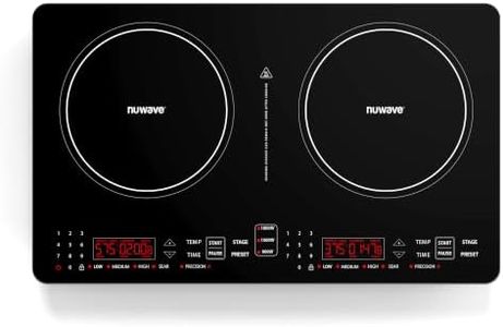 Nuwave PIC Double, Portable, Powerful 1800W with 2 Large 8” Heating Coils, Independent Controls, 94 Temp Settings from 100°F to 575°F in 5°F Increments, 11.5” Shatter-Proof Ceramic Glass Surface