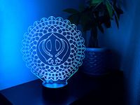 3D Illusion Night Light Multicolor Touch Switch and Remote Operated Religious Idols and Emblem (Made in Canada) (KHANDA)