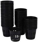 Yardwe 40PCS 2 Inch Garden Net Cup Pots Plastic Hydroponics Net Pot Bucket Basket for Hydroponics Supplies (Black)