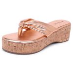 TRASE Wedge Sandals For Women - Comfort Women's Wedges - Ladies Sandals For Women Stylish - Footwear For Women Wedges - Stylish Wedges Women (Rose Gold, 3 Uk)