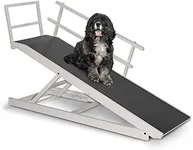 DoggoRamps Large Bed Ramp for Big & Medium Dogs - Adjustable Height, Sturdy, Safety Railings, Anti-Slip Grip - 5 Color Options to Match Your Home (Snow White)