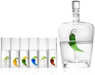 Tequila Decanter Set with Pepper Decanter and 6 Jalapeño Shot Glasses Set, Perfect for Holiday Gifts for Tequila Lovers, 25 Ounce Bottle, 3 Ounce Shot Glasses Cinco De Mayo, Reposado Gift (Pepper)