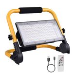 ERAY Rechargeable LED Work Lights with Remote, Solar Portable Stand Worklight 3000 Lumen 13500 mAh Camping Bay Light, Job Site Lighting for Building Outdoor Emergency Car Repairing