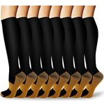 Copper Compression Socks For Men & Women -8 Pairs- Best For Running and Travel