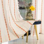 Urban Space Embroidery Curtains for Door, 100% Cotton Curtain 7 Ft Pack of 1 Decorative Curtain with Tassels, Tieback & Eyelets with Curtain, 60-65% Room Darkening Curtain (Vintage Orange, 7 Feet)