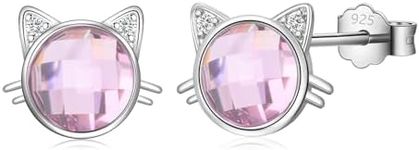 Sterling Silver Cat Stud Earrings f
