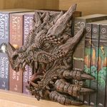 Dragon Book Nook 3D Printed, Fantasy Horror Book Shelf Hand-Painted Retro Theme, Decorative BooknookTabletop Prop Bookends