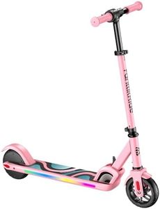 FanttikRide C9 Pro Elektroroller für Kinder ab 8 Jahren, Bunte Regenbogenlichter, 8/12/16 km/h, 8KM Reichweite, LED-Anzeige, Höhenverstellbar, Faltbar, für Jungen und Mädchen Rosa
