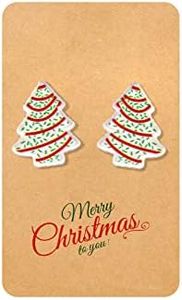 Christmas Earrings for Women Cute Xmas Tree Cake Earrings Holiday Jewelry Stocking Stuffers 2025 Christmas Outfits Gifts for Women