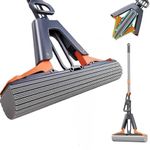 Flygon Butterfly Sponges Mop, Roller Mops with 1 Super Absorbent Sponge, Self Squeeze Sponge Mop for Tile Marble Laminate Floor Cleaning - Multicolor