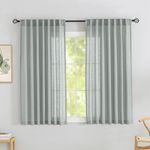 Real Linen Textured Curtains for Boy' Bedroom 64 Inches Long,Light Grey 2 Panels Back Tab Hooks Belt Pleated Rod Pocket Light Filtering Semi Transparent Curtain Drapes for Bathroom Window,52 x 64 Inch