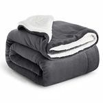 IR Imperial Rooms Sherpa Fleece Blanket Bed Throws Blankets For Sofas Soft Fluffy Thick Travel Blanket Reversible Microfiber Throw (Grey, Single (130 x 150 Cm))