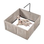 unipaws Whelping Box for Dogs, Dog Pen Puppy Pen, Whelping Kits for Puppies, Adjustable Entrance Dog Play Pens for Indoors, Whelping Pen for Cats, Rabbits, Guinea Pig (100x100cm)