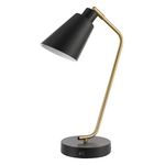 Globe Electric 52095 17" Desk Lamp, Matte Black, Antique Brass Accents, Fast Charging USB Port, Rocker On/Off Switch, Home Office Accessories, Desk Lamps for Home Office, Home Décor, Room Décor