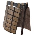 HiiFeuer Medieval Faux Leather Thigh Armor, Retro Double Sides Waist Armor With Belt, Mercenary&Knights Skirt Armor (Brown A)