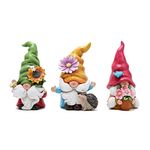 Hodao Set of 3 Spring Gnome Decorations Flower Gnomes Ornaments Decor Summer Gnomes Figurines Spring Gnomes for Outdoor Garden Decor Spring Birthday Gifts for Mom, Women, Grandma (Multicolor)