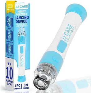 JJ CARE Lancing Device, Lancet Pen with 10 Adjustable Depth Settings, Lancing Device for Diabetes Testing with Push Button Ejector, Diabetic Lancet Device Reduce Pain for Blood Glucose Testing