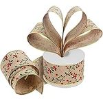 Belle Vous Burlap Organza Christmas Ribbon - 20m x 6.3cm Wide Wired Glittery Berry Christmas Tree Ribbon for Xmas Tree Decorations - Organza Ribbon for Gift Wrapping DIY Crafts Party Decoration