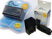 UpStart Battery BP-970G Replacement Battery and AC/DC Dual Charger Kit for Canon Camcorders