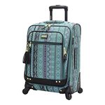 Steve Madden Designer Luggage Collection - Expandable 24 Inch Softside Bag - Durable Mid-sized Lightweight Checked Suitcase with 4-Rolling Spinner Wheels, Legends Turquoise, 24", Expandable 24 Inch