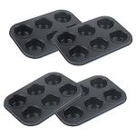 JAPCHET 4 PCS 6 Cup Non Stick Muffin Trays, Carbon Steel Bakeware Tray, Puddings Baking Tin for Cupcake Brownies Mince Pie