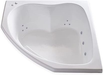 Carver Tubs - SKC5555 - Modern Acrylic Fiberglass Whirlpool Tub Water Massage Two Person Jetted Bathtub, w/Heated 12 Jet - Two Person White Acrylic Curved Corner Tub - 55"L x 55"W x 18.5"H