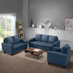 WOODEN WORLD Modern 6-Seater Sofa Set - Upholstered Comfortable 3+2+1 Seater Sofa Set for Living Room, Bedroom, or Office - Stylish, Spacious, and Durable Furniture for Home or Office Spaces