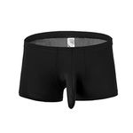 Junhouse Men's Sexy Underwear Boxer Trunks Breathable Elephant Underwear Separated Pouch Bulge Boxer Ice Silk Big Pouch Low Rise Enhancing Underwear Briefs (M,Black)