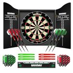 Winmau Masters Pro Dartboard- PDC Tournament Dart Board, Ultra-Thin Wire System, High-Density Sisal | Available as Board Set or Cabinet Set with Steel Tip Darts (Cabinet Set & Darts)