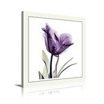 HLJ ART 4 Panel Elegant Tulip Purple Flower Canvas Print Wall Art Painting for Living Room Decor and Modern Home Decorations Photo Prints 12x12inch (Purple-C)