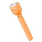 Portronics Eco Glow LED Torch Light with USB Rechargeable Battery, Dual-Brightness Levels, SOS Emergency Light Mode, Long Distance Flashlight, for Home, Outdoor, Camping, Travel (Orange)