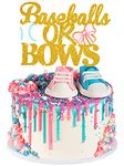 Baseball Or Bows Gender Reveal Cake Topper - Boy or Girl Baby Shower Cake Supplies - Blue or Pink Pregnancy Announcement Decorations