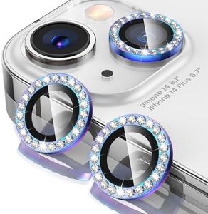 Tensea for iPhone 14 / iPhone 14 Plus Camera Lens Protector, 9H Tempered Glass Camera Cover Screen Protector Metal Individual Ring for iPhone 14 6.1 inch/14 Plus 6.7 inch