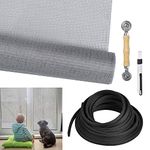 YAANBUNB Windows Fly Screen 1.5 * 2.5m Fiberglass Screen Mesh Adjustable Window Screen Screen Repair Kit with Rolling Tool, Screen Retainer Spline, Cleaning Brush Keep Fresh Air in and Keep Bugs Out