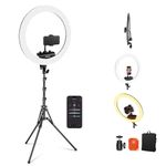 NEEWER Professional Ring Light with Stand and Phone Holder, 18 inch Ultra Thin, 45W 2900K-7000K TLCI98, Remote Shutter & App Control, Softer Lighting for Makeup Live Stream TikTok, RP18B Pro Black