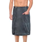 Aomig Bath Towel Body Wrap for Men, Adjustable Men’s Bath Wrap Towel, Mens Shower Wrap Bath Towel, Strong Absorption Sauna Spa Body Wrap, Towel Skirt with Pocket for Home Gym Spa Beach Pool (Gray)