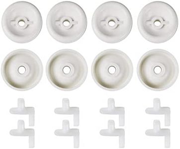 (8 Pack) Exact Replacement Dishwasher Dishrack Rollers and Studs - Lower Rack Wheel Kit Compatible with GE, Kenmore, and Hotpoint Dishwashers Part Number WD35X21038