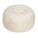 Thgonwid Unstuffed Moroccan Ottoman Pouf Cover, Ottoman Footstool Storage Solution, Bean Bag Chair, Foot Rest, Ivory White