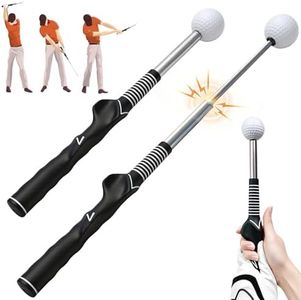 honharo Golf Swing Trainer, Retractable Golf Training Aid with Click Feedback, Grip & Tempo Trainer for Indoor & Outdoor Practice, Warm Up, Home Training, for Right-Handed Golfers, Golf Gifts for Men
