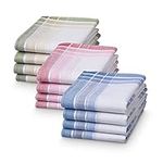 JEMIDI Cotton Handkerchiefs (Pack of 12) - 28.5x28.5cm Handkerchief Set Made of 100% Cotton - 11 1/4" Square Machine Washable Hankies - 12 Pack