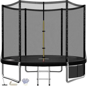 TRIUMPHKEY Trampoline d'extérieur pour Enfant Ø 183/228/305/366/427 cm Trampoline de Jardin d'intérieur Kit Complet avec Filet de sécurité, échelle, Housse de Bord, Charge maximale 50 kg, Noir
