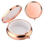 Sibba Portable Medicine Pill Case, Travel Multi-Functional Moisture Proof Pill Box for Purse & Pocket, Cute Metal Medicine Pill Organizer Box for Vitamins, Fish Oil & Supplements(Rose Gold)