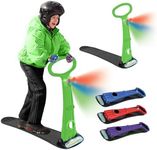 Geospace Winter Fun Foldable Snow Scooter, Ski Skate, Ski Skooter, Snow Sled, and Kids Snowboard with LED Light – Multi-purpose Portable Sandboard, Snow Skate,and Kids/Teenager Sled for All Ages-GREEN